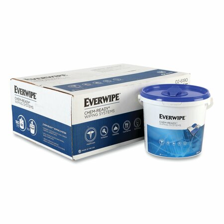EVERWIPE Chem-Ready Dry Wipes, 1-Ply, 5 x 2.16, Unscented, White, 180/Roll, 6PK 192807